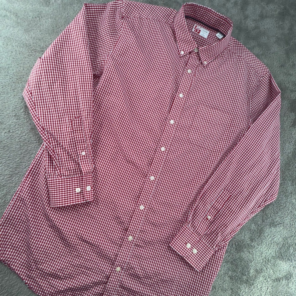 Chick-fil-A Oobe Button Down Shirt Mens L Tall Red Gingham Excellent Uniform